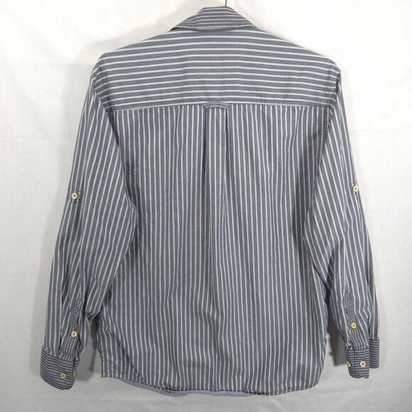 Tommy Bahama Shirt Mens Medium Gray Striped Island Modern Fit Casual Long Sleeve - Picture 4 of 9